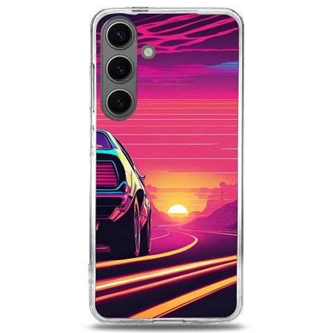 Retrowave Sunset Samsung Galaxy S24 6.2 Inch TPU UV Case from ArtsNow.com Front