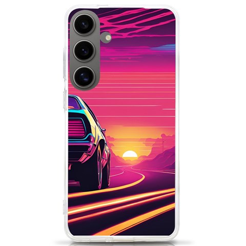 Retrowave Sunset Samsung Galaxy S24 Ultra 6.9 Inch TPU UV Case from ArtsNow.com Front