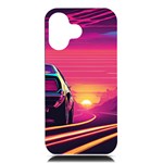 Retrowave Sunset iPhone 16 Black UV Print PC Hardshell Case