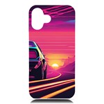 Retrowave Sunset iPhone 16 Plus Black UV Print PC Hardshell Case