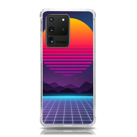 Retrowave Grid Sunset Samsung Galaxy S20 Ultra 6.9 Inch TPU UV Case from ArtsNow.com Front