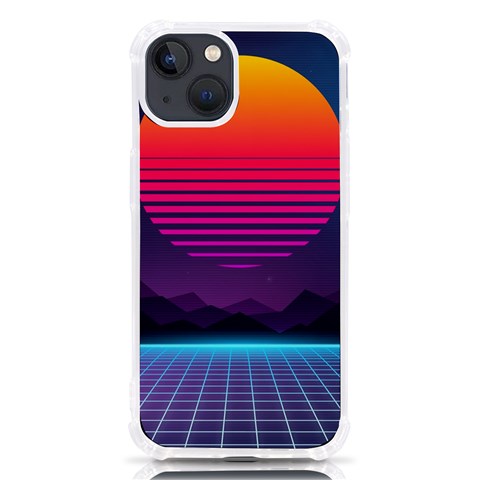 Retrowave Grid Sunset iPhone 13 TPU UV Print Case from ArtsNow.com Front