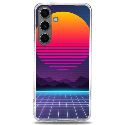 Retrowave Grid Sunset Samsung Galaxy S24 6.2 Inch TPU UV Case from ArtsNow.com Front