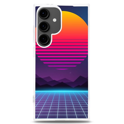 Retrowave Grid Sunset Samsung Galaxy S24 Plus 6.7 Inch TPU UV Case from ArtsNow.com Front