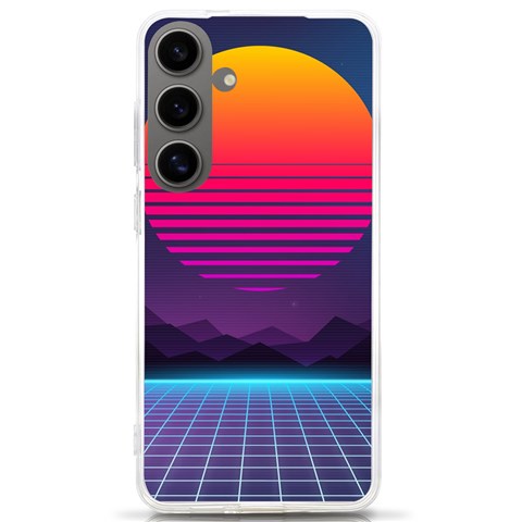 Retrowave Grid Sunset Samsung Galaxy S24 Ultra 6.9 Inch TPU UV Case from ArtsNow.com Front