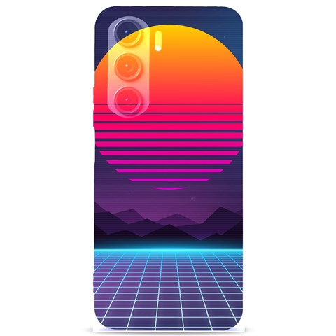 Retrowave Grid Sunset Samsung Galaxy S24 Plus 6.7 Inch Black TPU UV Case from ArtsNow.com Front