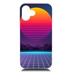 Retrowave Grid Sunset iPhone 16 Plus Black UV Print PC Hardshell Case