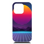 Retrowave Grid Sunset iPhone 16 Pro Max Black UV Print PC Hardshell Case