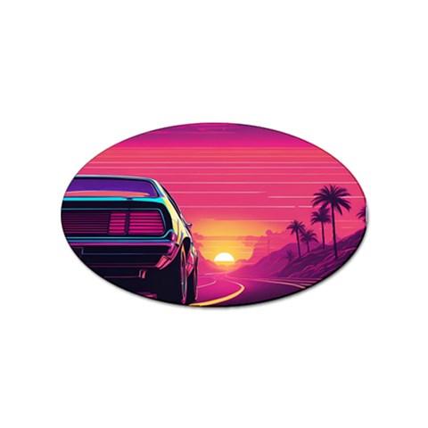 Retrowave Sticker Sticker (Oval) from ArtsNow.com Front