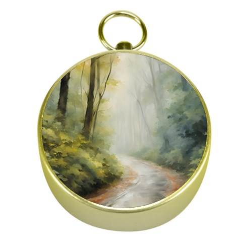 Forest Scene Gold Compasses from ArtsNow.com Front