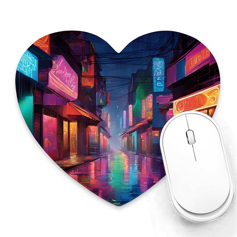 Abstract City Street Painting Heart Mousepad from ArtsNow.com Front