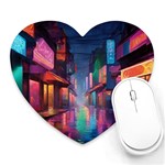 Abstract City Street Painting Heart Mousepad