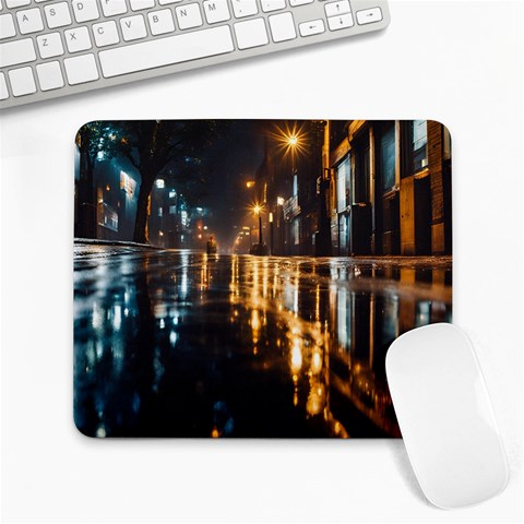 Rainy City Street at Night Large Mousepad from ArtsNow.com Front