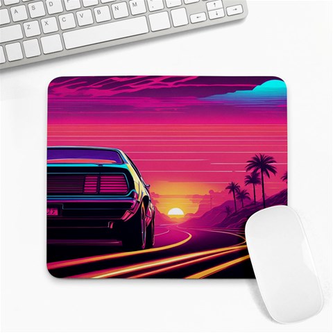 Synthwave Highway Car  Large Mousepad from ArtsNow.com Front