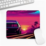 Synthwave Highway Car  Large Mousepad