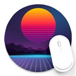 Retrowave Sunset Round Mousepad