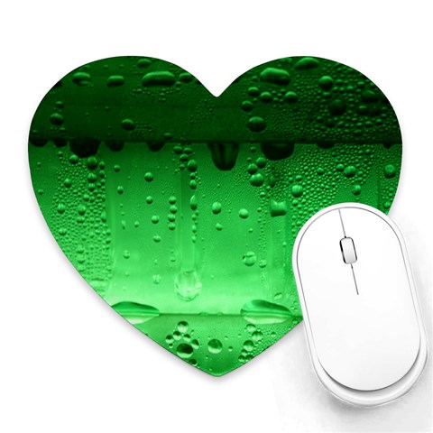 Green Droplets Heart Mousepad from ArtsNow.com Front