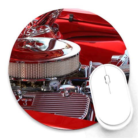 Red and Chrome Round Mousepad from ArtsNow.com Front