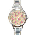 Abstract Pattern Design Scrapbooking Round Italian Charm Watch