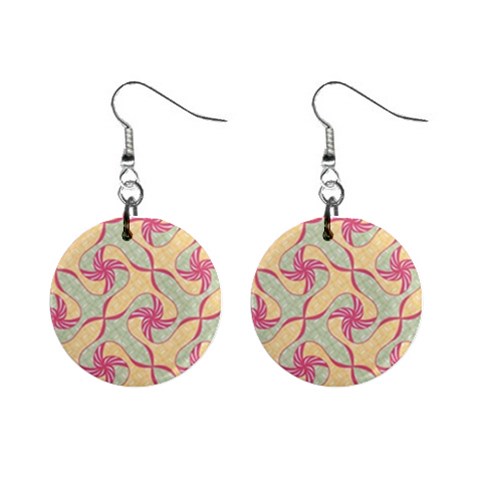 Abstract Pattern Design Scrapbooking Mini Button Earrings from ArtsNow.com Front