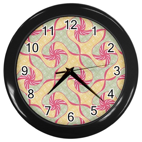 Abstract Pattern Design Scrapbooking Wall Clock (Black) from ArtsNow.com Front