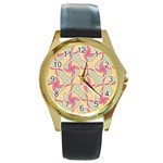 Abstract Pattern Design Scrapbooking Round Gold Metal Watch