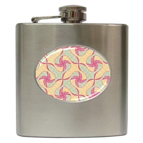 Abstract Pattern Design Scrapbooking Hip Flask (6 oz) from ArtsNow.com Front