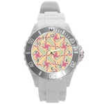 Abstract Pattern Design Scrapbooking Round Plastic Sport Watch (L)