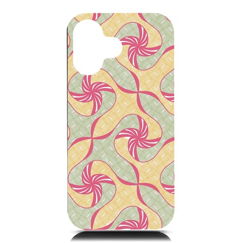 Abstract Pattern Design Scrapbooking iPhone 16 Black UV Print PC Hardshell Case from ArtsNow.com Front