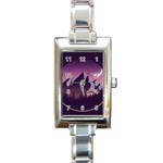 Mountain Night Crescent Moon Rectangle Italian Charm Watch