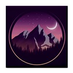 Mountain Night Crescent Moon Tile Coaster