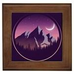 Mountain Night Crescent Moon Framed Tile