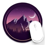 Mountain Night Crescent Moon Round Mousepad