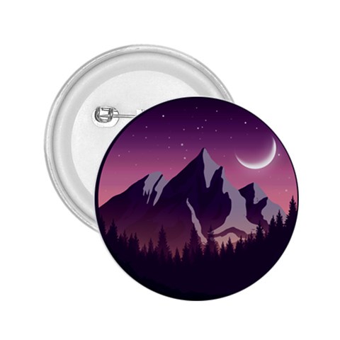 Mountain Night Crescent Moon 2.25  Buttons from ArtsNow.com Front