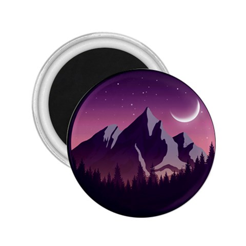 Mountain Night Crescent Moon 2.25  Magnets from ArtsNow.com Front