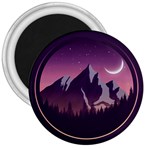 Mountain Night Crescent Moon 3  Magnets