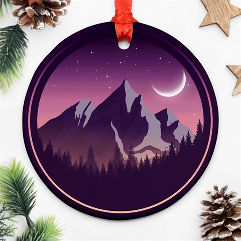 Mountain Night Crescent Moon Ornament (Round) from ArtsNow.com Front