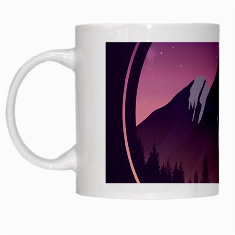 Mountain Night Crescent Moon White Mug from ArtsNow.com Left