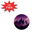 Mountain Night Crescent Moon 1  Mini Magnet (10 pack) 