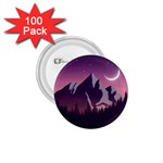 Mountain Night Crescent Moon 1.75  Buttons (100 pack) 