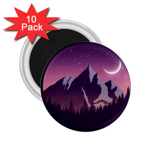 Mountain Night Crescent Moon 2.25  Magnets (10 pack)  from ArtsNow.com Front