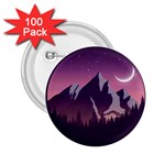 Mountain Night Crescent Moon 2.25  Buttons (100 pack) 