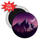 Mountain Night Crescent Moon 2.25  Magnets (100 pack) 