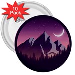 Mountain Night Crescent Moon 3  Buttons (10 pack) 