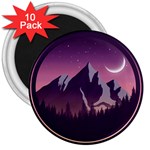 Mountain Night Crescent Moon 3  Magnets (10 pack) 