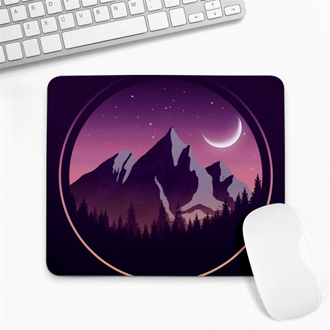 Mountain Night Crescent Moon Large Mousepad from ArtsNow.com Front