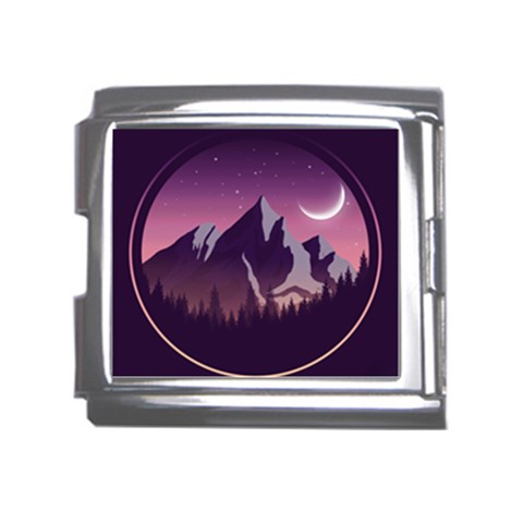 Mountain Night Crescent Moon Mega Link Italian Charm (18mm) from ArtsNow.com Front