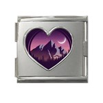 Mountain Night Crescent Moon Mega Link Heart Italian Charm (18mm)