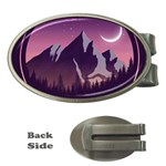 Mountain Night Crescent Moon Money Clips (Oval) 