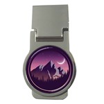 Mountain Night Crescent Moon Money Clips (Round) 